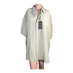 Tasso Elba Island XXL Jade Green Silk Linen Blend Shirt